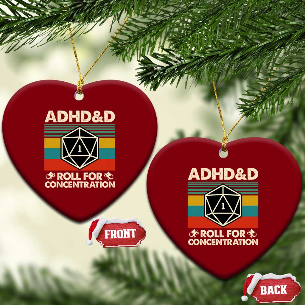 ADHD&D Roll for Concentration Ceramic Ornament Retro 90s ADHD Roll For Concentration Funny Gamer TS10 Print Your Wear