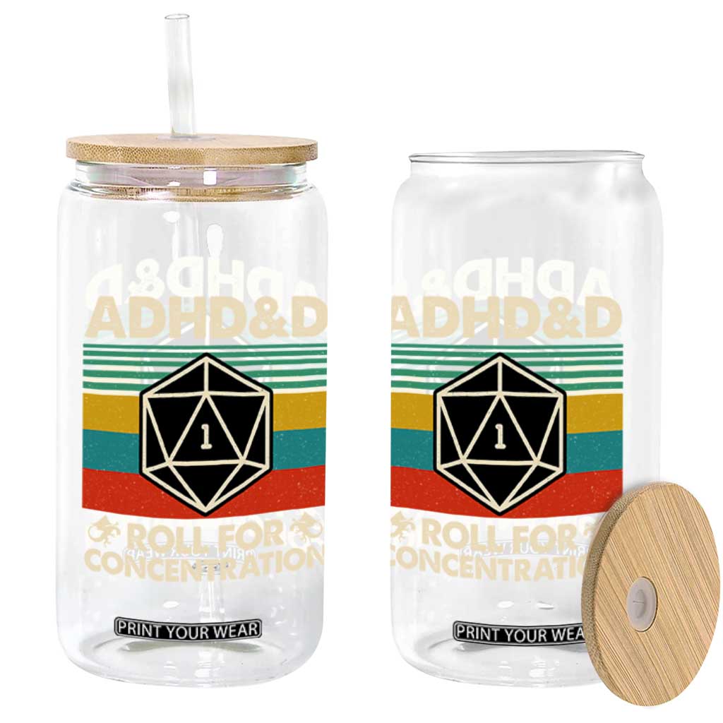 ADHD&D Roll for Concentration Glass Can Retro 90s ADHD Roll For Concentration Funny Gamer TS10 Print Your Wear