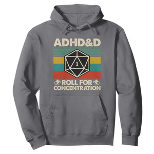 ADHD&D Roll for Concentration Hoodie Retro 90s ADHD Roll For Concentration Funny Gamer TS10 Charcoal Print Your Wear
