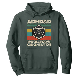 ADHD&D Roll for Concentration Hoodie Retro 90s ADHD Roll For Concentration Funny Gamer TS10 Dark Forest Green Print Your Wear