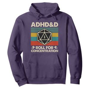 ADHD&D Roll for Concentration Hoodie Retro 90s ADHD Roll For Concentration Funny Gamer TS10 Purple Print Your Wear