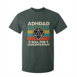 ADHD&D Roll for Concentration T Shirt For Kid Retro 90s ADHD Roll For Concentration Funny Gamer TS10 Dark Forest Green Print Your Wear