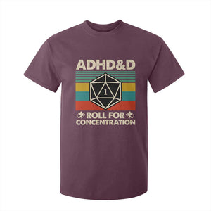 ADHD&D Roll for Concentration T Shirt For Kid Retro 90s ADHD Roll For Concentration Funny Gamer TS10 Maroon Print Your Wear