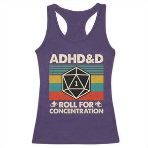 ADHD&D Roll for Concentration Racerback Tank Top Retro 90s ADHD Roll For Concentration Funny Gamer TS10 Purple Print Your Wear