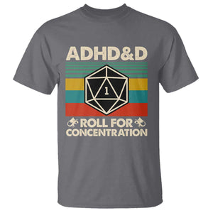 ADHD&D Roll for Concentration T Shirt Retro 90s ADHD Roll For Concentration Funny Gamer TS10 Charcoal Print Your Wear