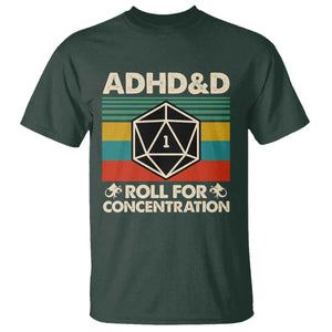 ADHD&D Roll for Concentration T Shirt Retro 90s ADHD Roll For Concentration Funny Gamer TS10 Dark Forest Green Print Your Wear
