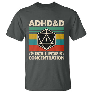 ADHD&D Roll for Concentration T Shirt Retro 90s ADHD Roll For Concentration Funny Gamer TS10 Dark Heather Print Your Wear