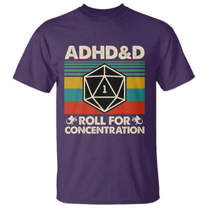 ADHD&D Roll for Concentration T Shirt Retro 90s ADHD Roll For Concentration Funny Gamer TS10 Purple Print Your Wear