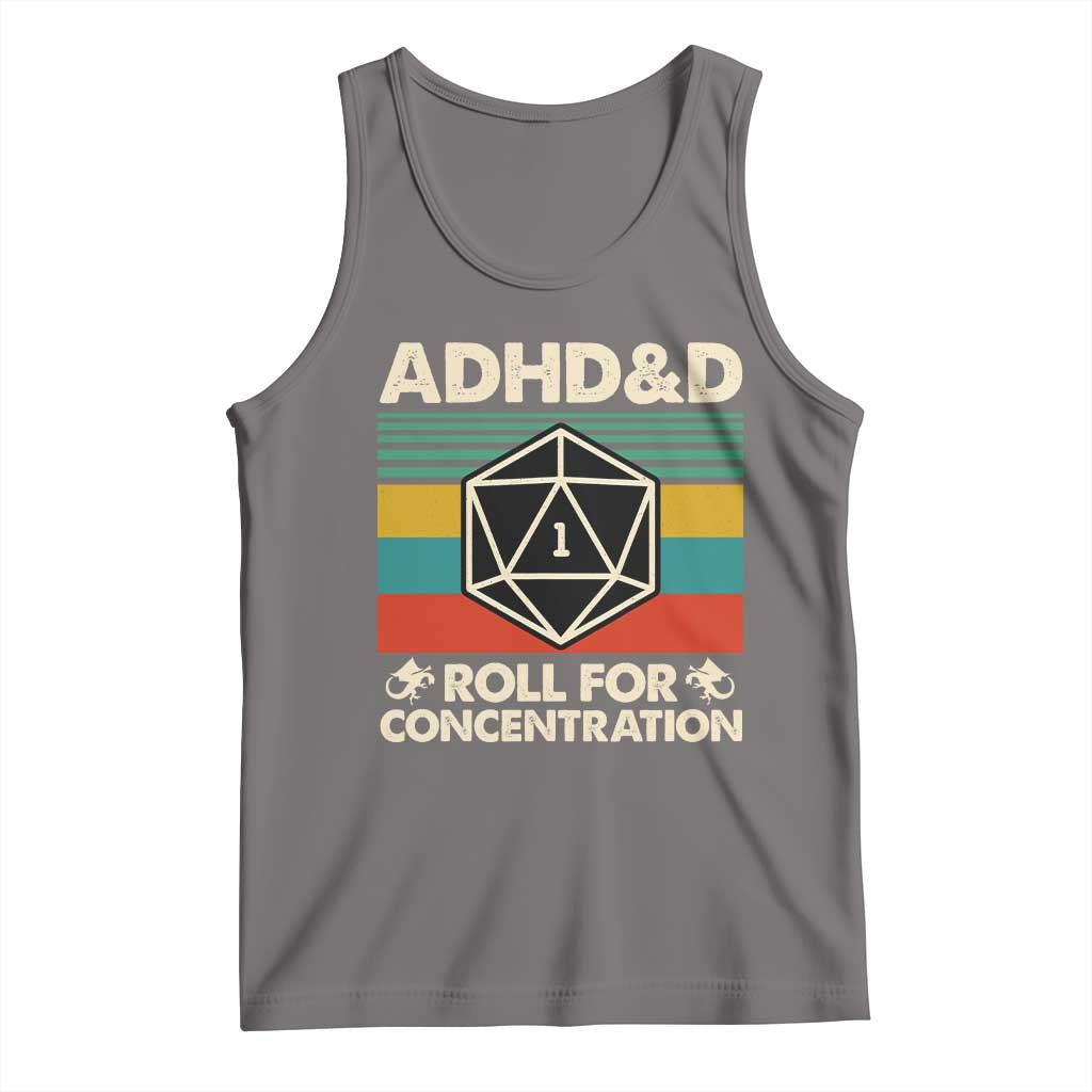 ADHD&D Roll for Concentration Tank Top Retro 90s ADHD Roll For Concentration Funny Gamer TS10 Deep Heather Print Your Wear