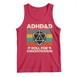 ADHD&D Roll for Concentration Tank Top Retro 90s ADHD Roll For Concentration Funny Gamer TS10 Red Print Your Wear