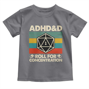 ADHD&D Roll for Concentration Toddler T Shirt Retro 90s ADHD Roll For Concentration Funny Gamer TS10 Charcoal Print Your Wear