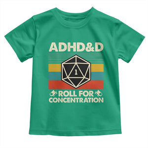 ADHD&D Roll for Concentration Toddler T Shirt Retro 90s ADHD Roll For Concentration Funny Gamer TS10 Irish Green Print Your Wear