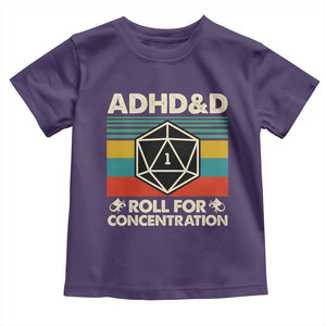 ADHD&D Roll for Concentration Toddler T Shirt Retro 90s ADHD Roll For Concentration Funny Gamer TS10 Purple Print Your Wear