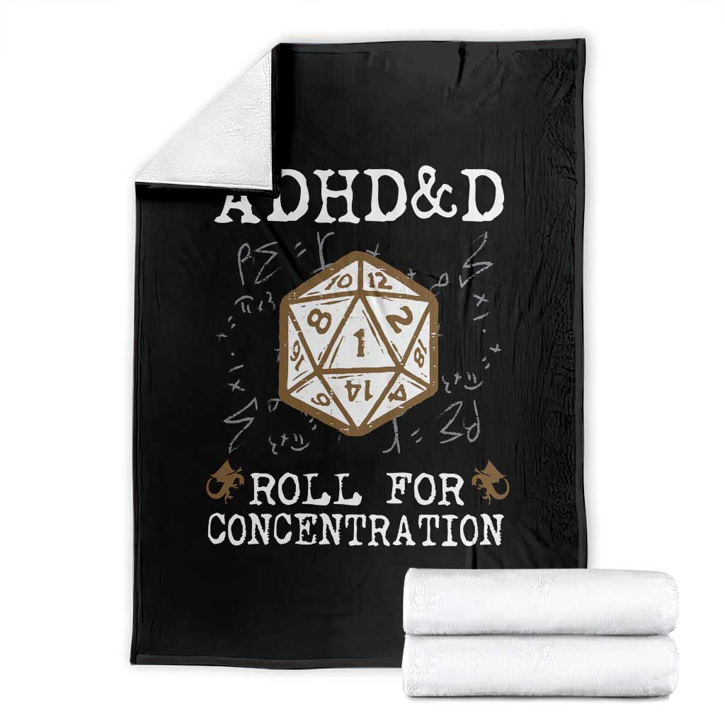 ADHD&D Roll for Concentration Throw Blanket ADHD Roll For Concentration Funny Gamer TS10 Black Print Your Wear