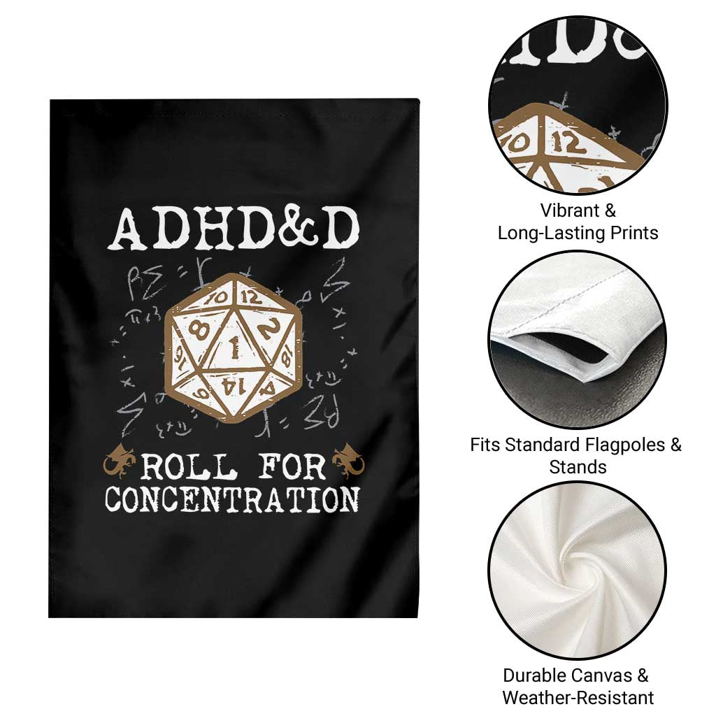 ADHD&D Roll for Concentration Garden Flag ADHD Roll For Concentration Funny Gamer TS10 Print Your Wear