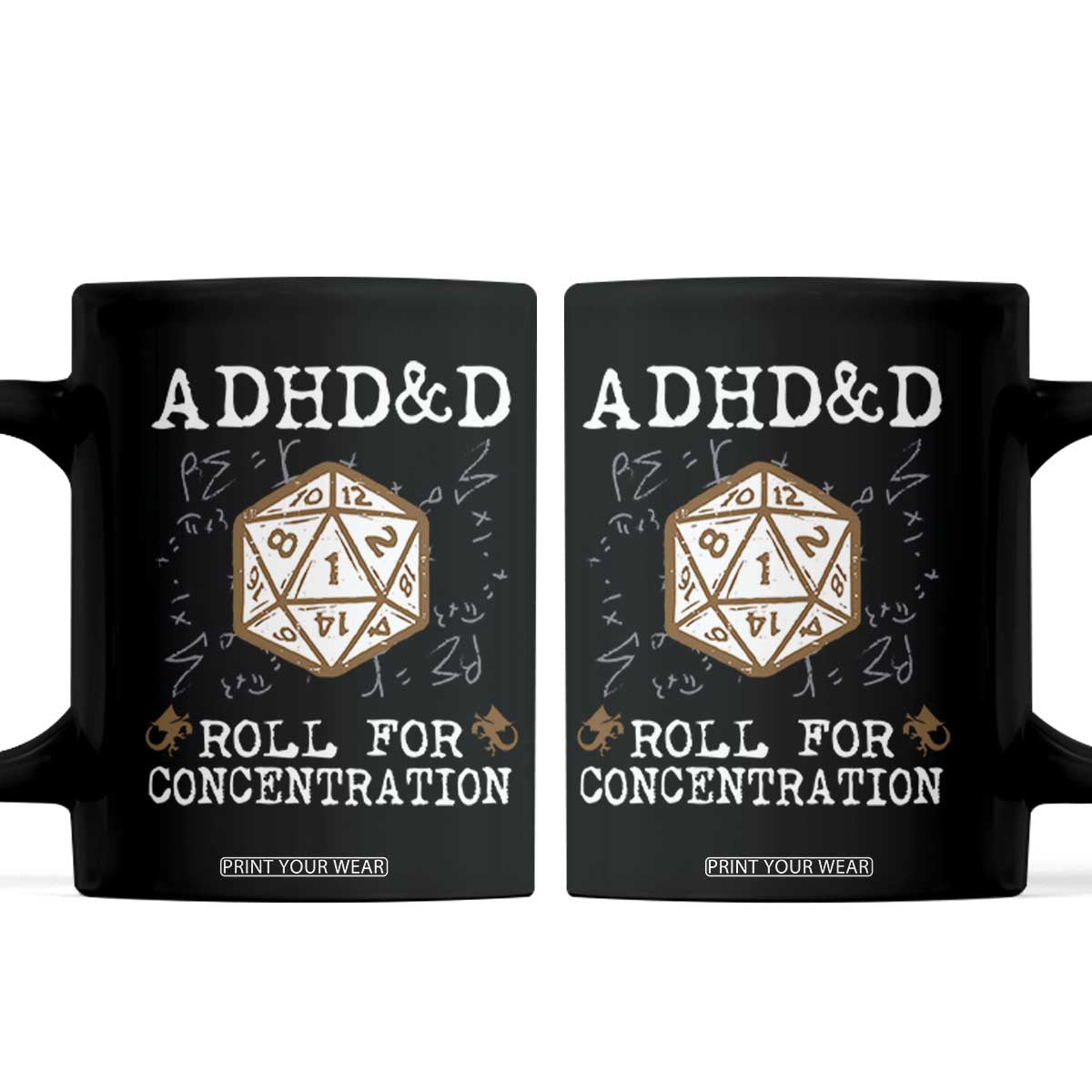 ADHD&D Roll for Concentration Coffee Mug ADHD Roll For Concentration Funny Gamer TS10 Black Print Your Wear