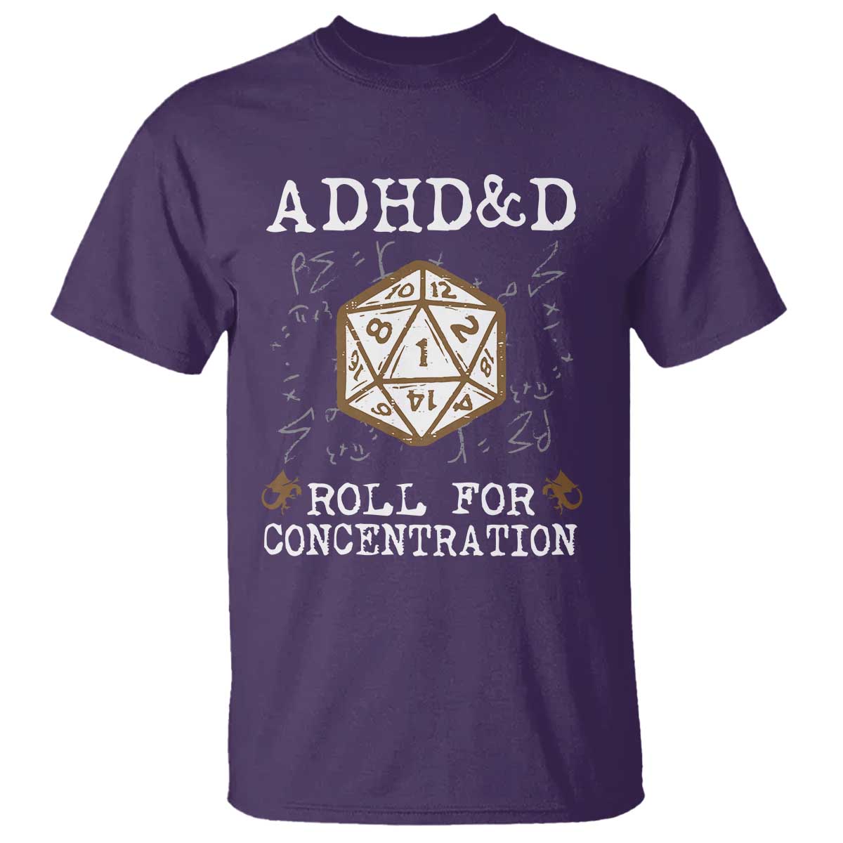 ADHD&D Roll for Concentration T Shirt ADHD Roll For Concentration Funny Gamer TS10 Purple Print Your Wear