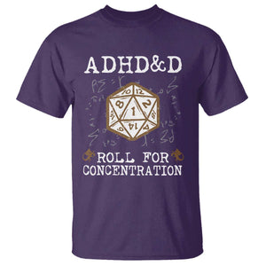 ADHD&D Roll for Concentration T Shirt ADHD Roll For Concentration Funny Gamer TS10 Purple Print Your Wear