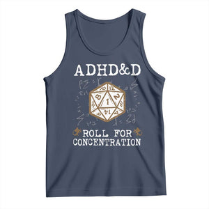 ADHD&D Roll for Concentration Tank Top ADHD Roll For Concentration Funny Gamer TS10 Navy Print Your Wear