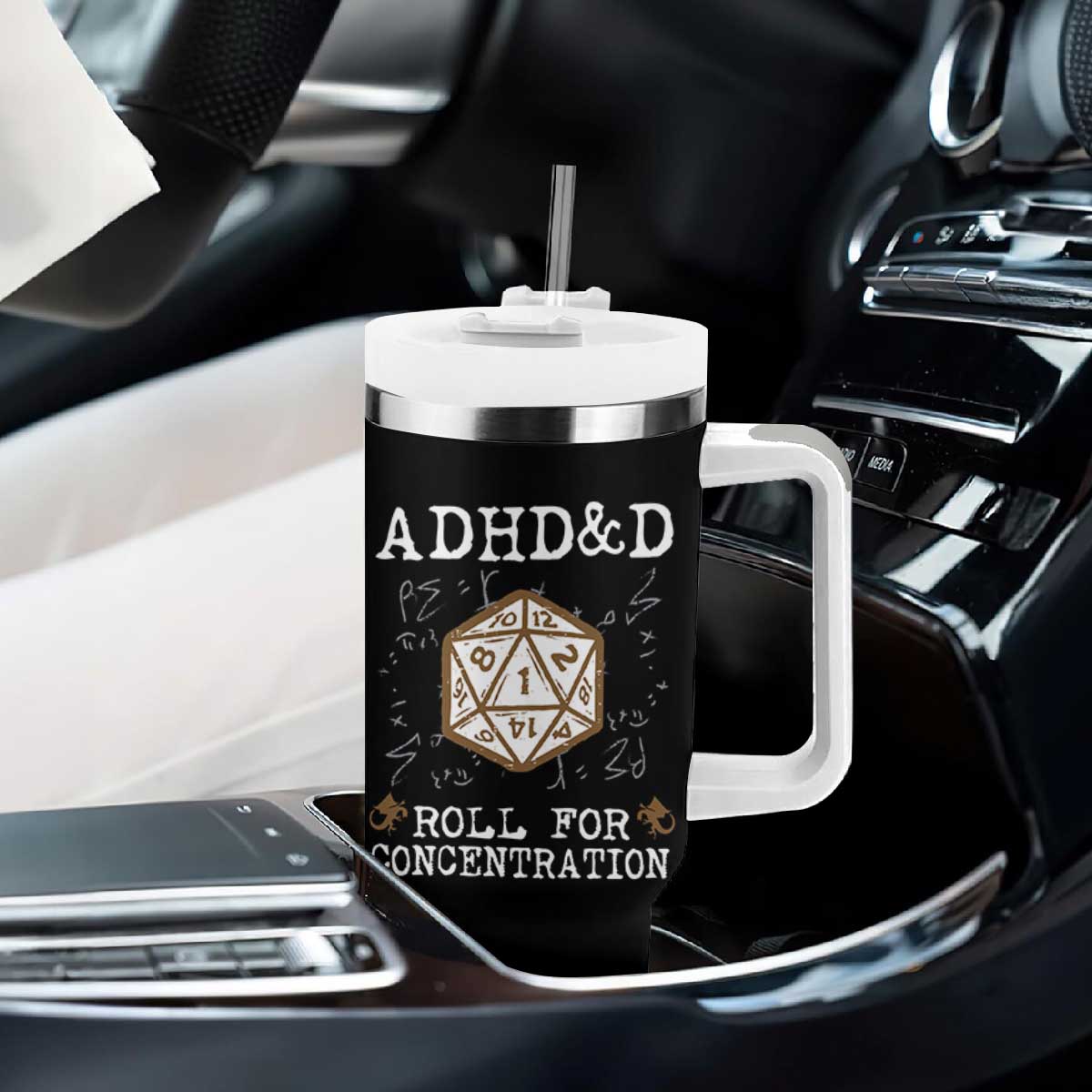ADHD&D Roll for Concentration Tumbler With Handle ADHD Roll For Concentration Funny Gamer TS10 Print Your Wear
