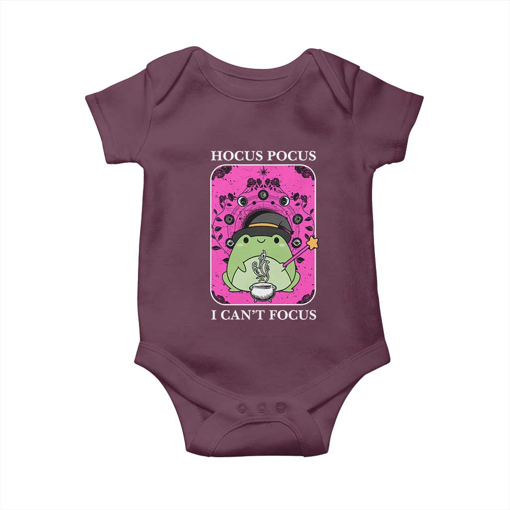 ADHD Meme Baby Onesie Neurodivergent Wizard Frog I Cant Focus TS10 Maroon Print Your Wear