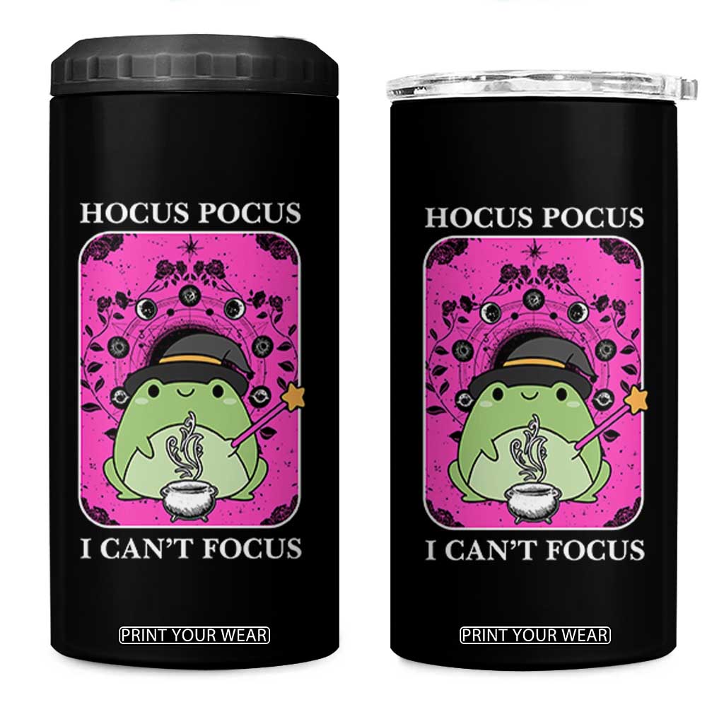 ADHD Meme 4 in 1 Can Cooler Tumbler Neurodivergent Wizard Frog I Cant Focus TS10 One Size: 16 oz Black Print Your Wear
