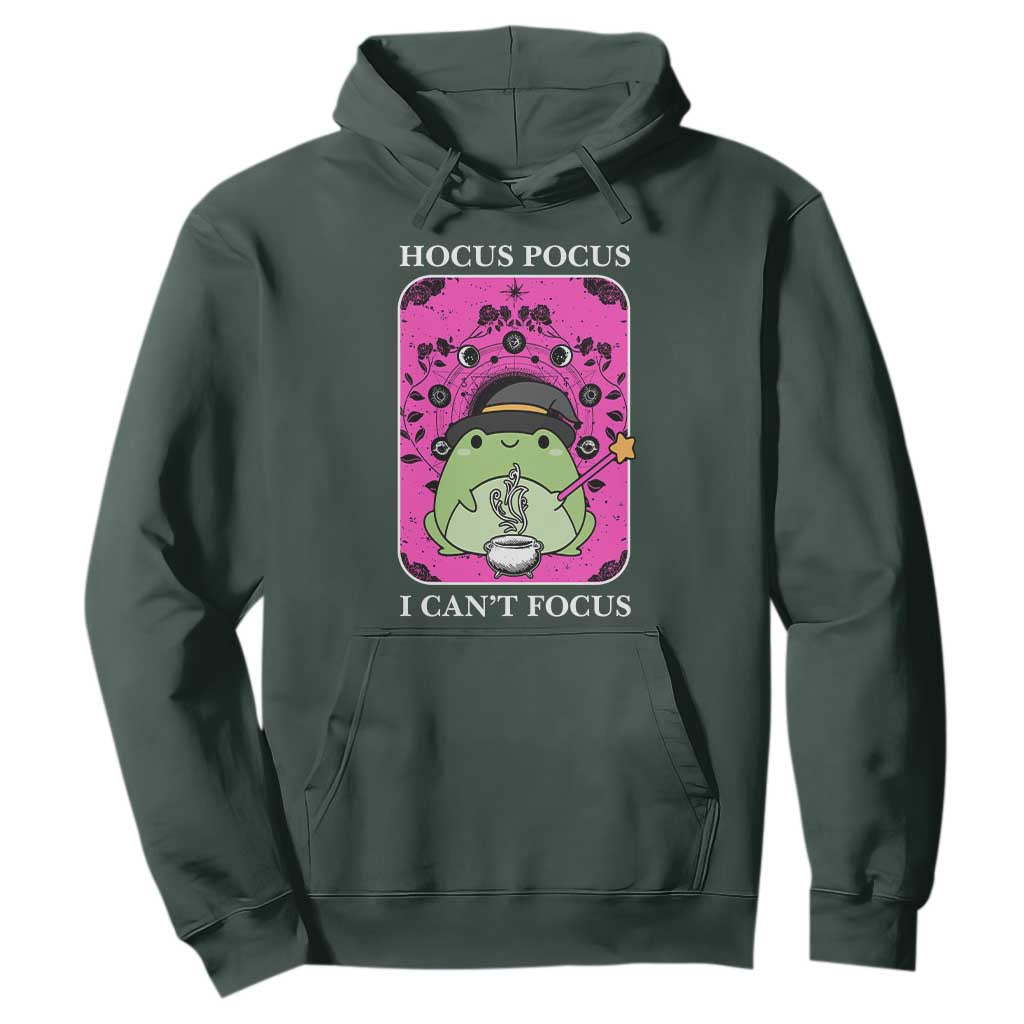 ADHD Meme Hoodie Neurodivergent Wizard Frog I Cant Focus TS10 Dark Forest Green Print Your Wear