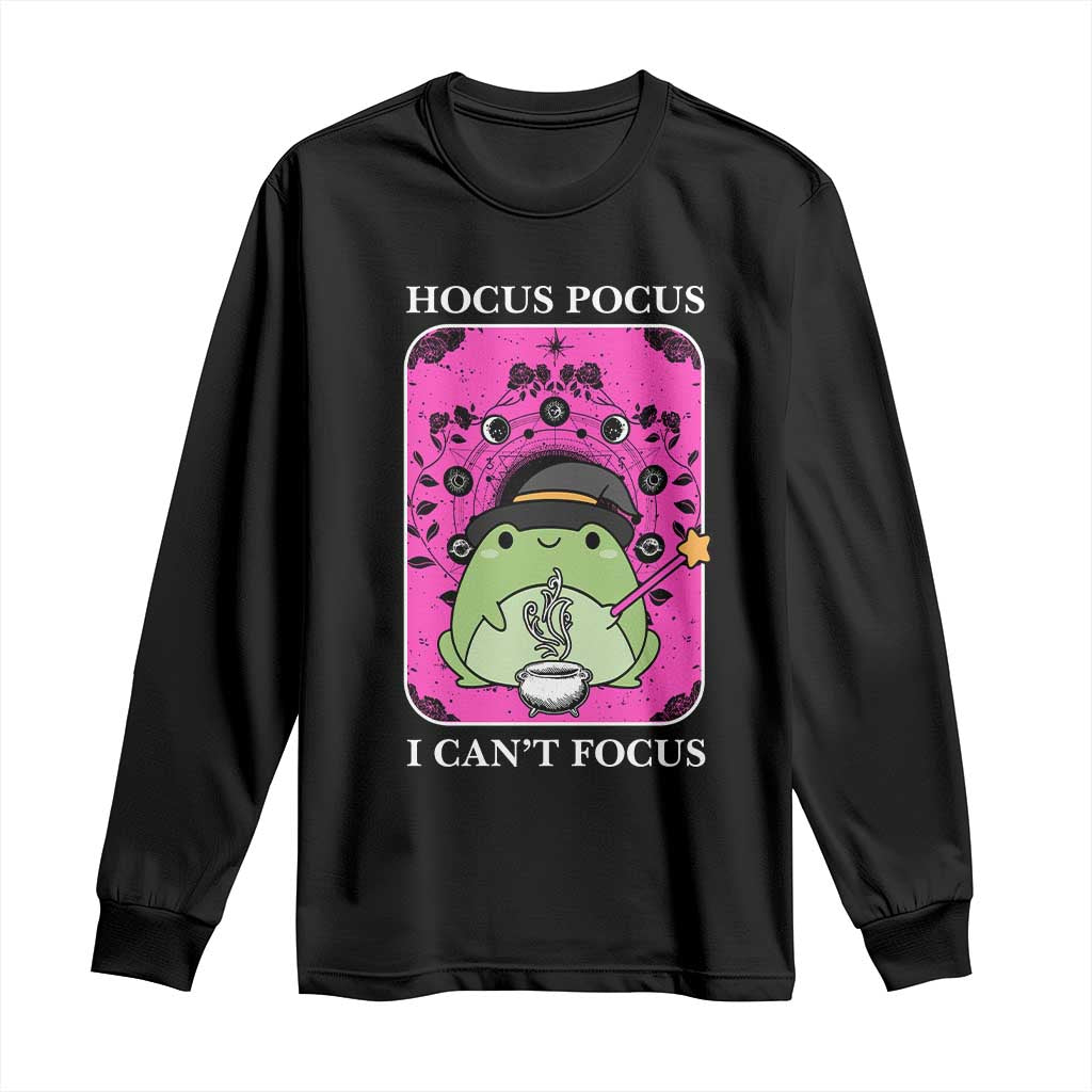 ADHD Meme Long Sleeve Shirt Neurodivergent Wizard Frog I Cant Focus TS10 Black Print Your Wear