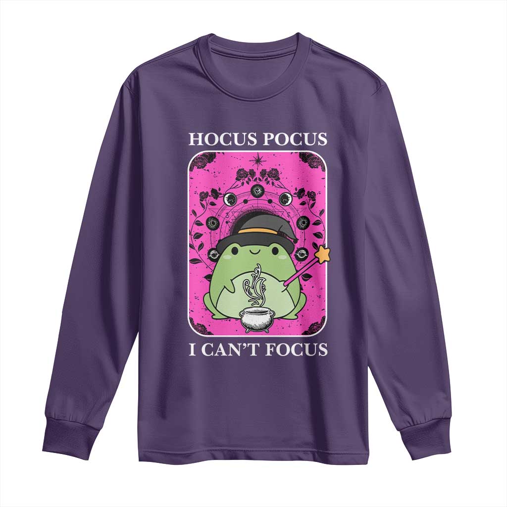 ADHD Meme Long Sleeve Shirt Neurodivergent Wizard Frog I Cant Focus TS10 Purple Print Your Wear