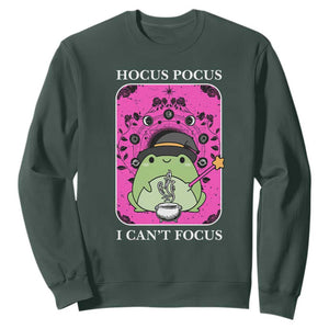 ADHD Meme Sweatshirt Neurodivergent Wizard Frog I Cant Focus TS10 Dark Forest Green Print Your Wear