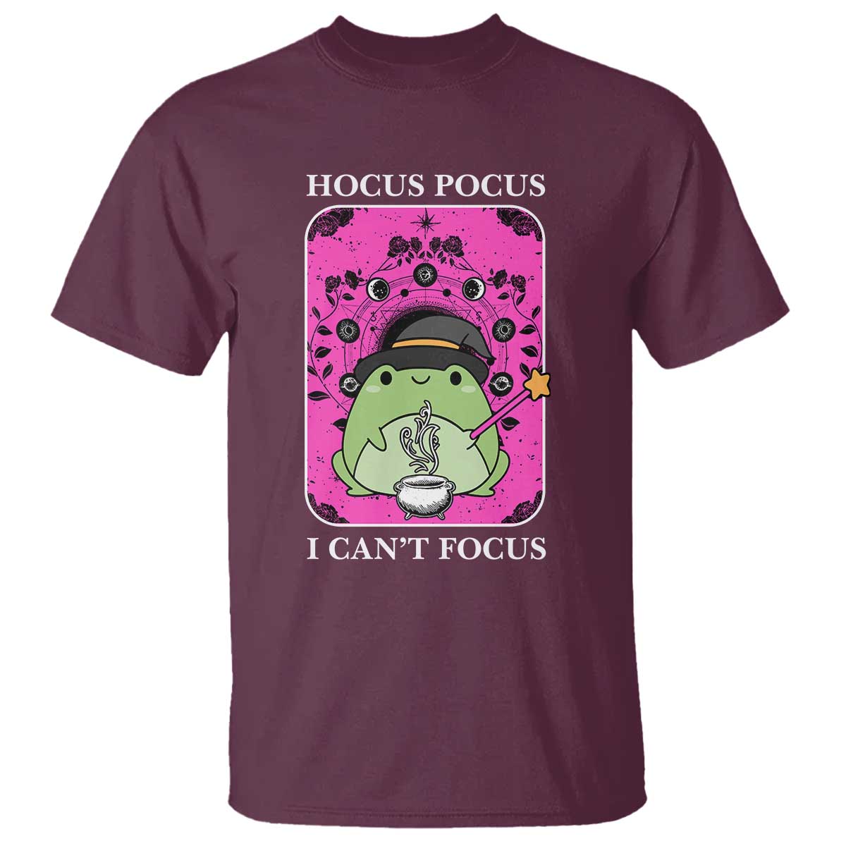 ADHD Meme T Shirt Neurodivergent Wizard Frog I Cant Focus TS10 Maroon Print Your Wear