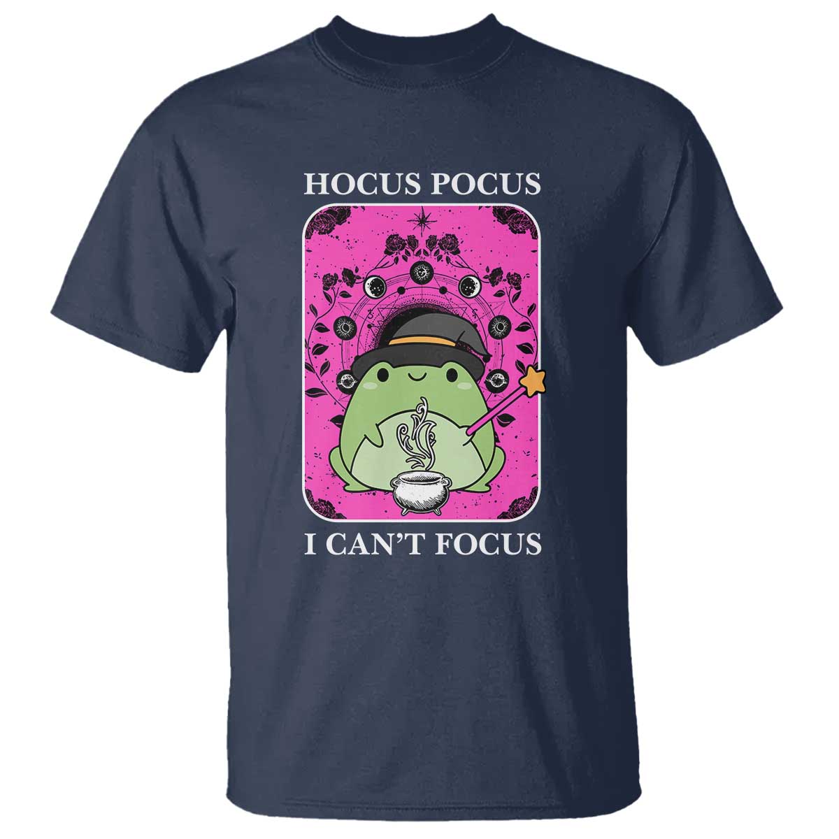 ADHD Meme T Shirt Neurodivergent Wizard Frog I Cant Focus TS10 Navy Print Your Wear