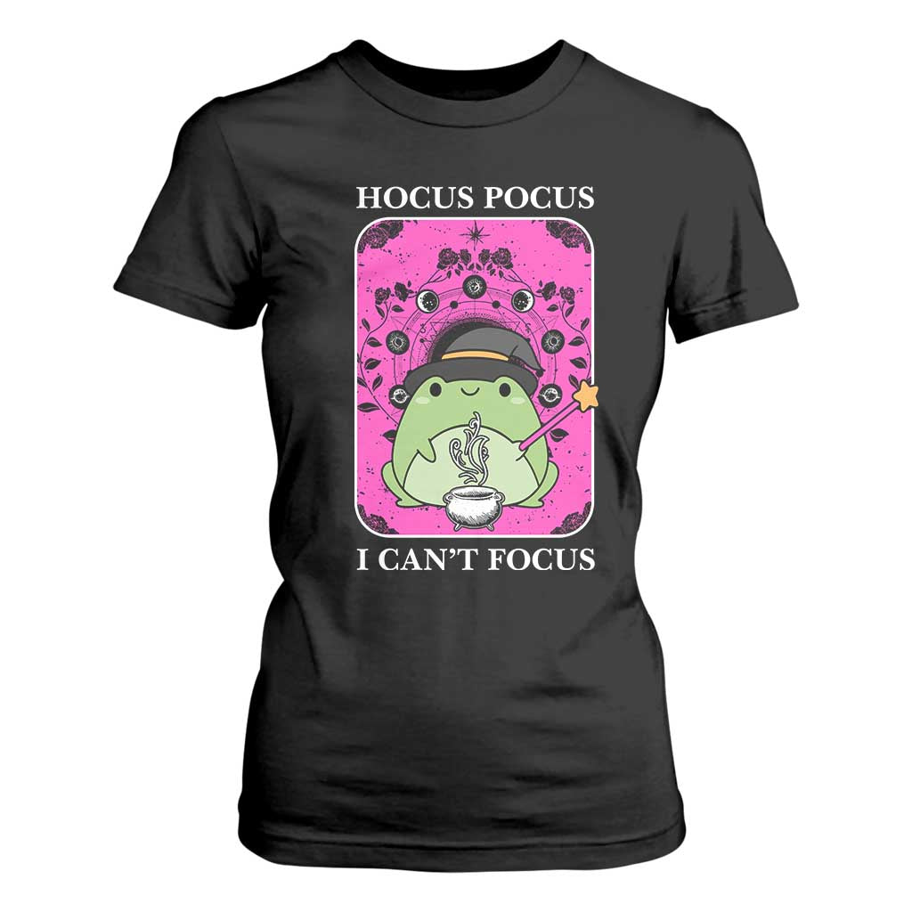 ADHD Meme T Shirt For Women Neurodivergent Wizard Frog I Cant Focus TS10 Black Print Your Wear
