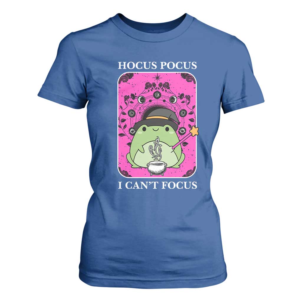 ADHD Meme T Shirt For Women Neurodivergent Wizard Frog I Cant Focus TS10 Royal Blue Print Your Wear