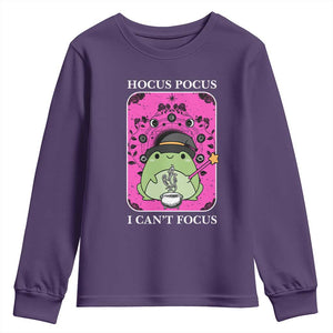 ADHD Meme Youth Sweatshirt Neurodivergent Wizard Frog I Cant Focus TS10 Purple Print Your Wear