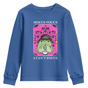 ADHD Meme Youth Sweatshirt Neurodivergent Wizard Frog I Cant Focus TS10 Royal Blue Print Your Wear