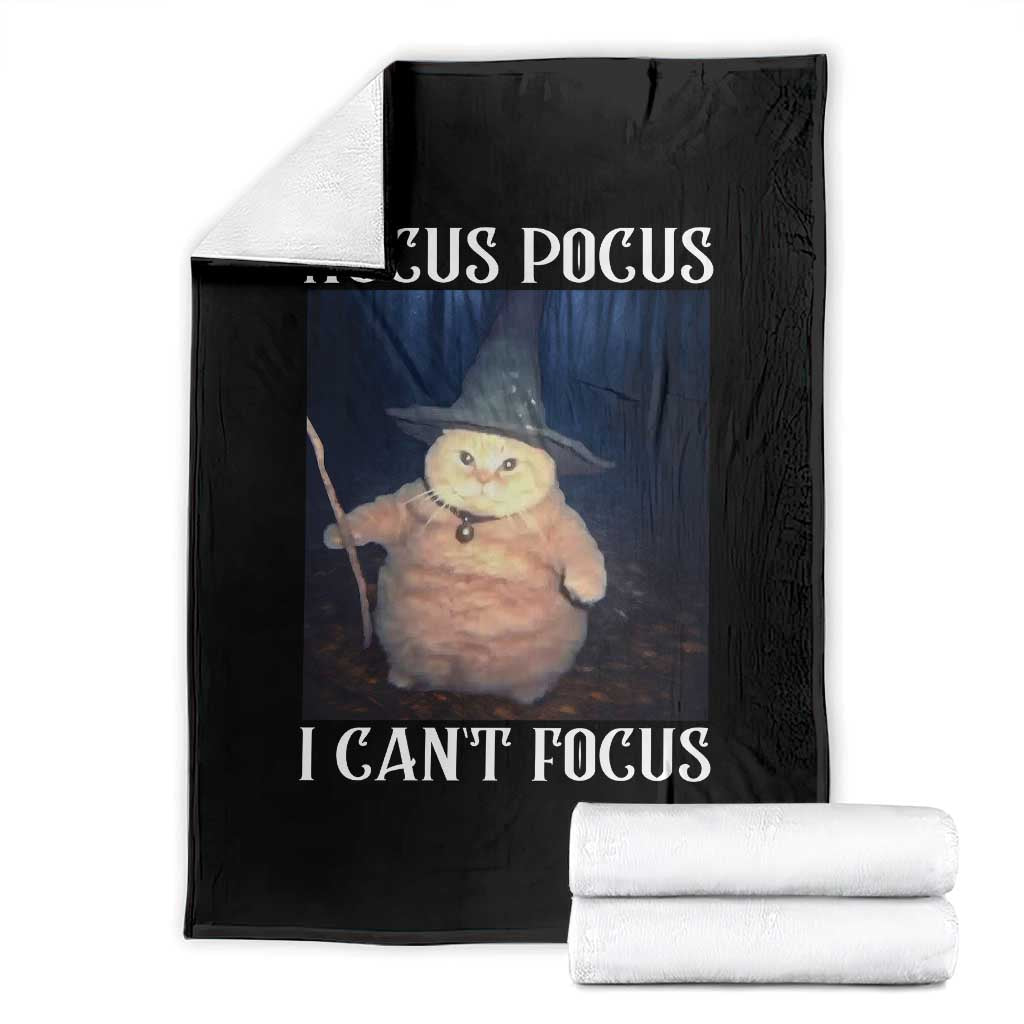 ADHD Cat Meme Throw Blanket Neurodivergent Wizard Cat I Cant Focus TS10 Black Print Your Wear