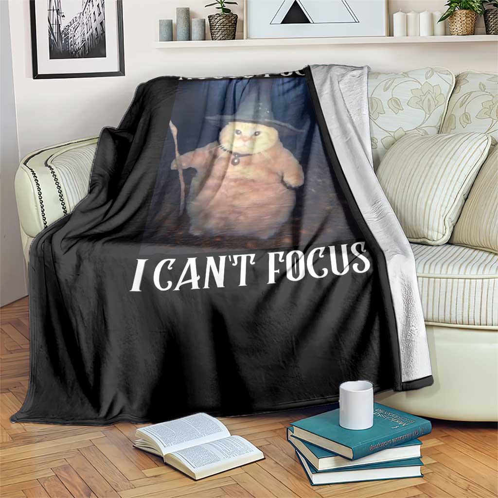 ADHD Cat Meme Throw Blanket Neurodivergent Wizard Cat I Cant Focus TS10 Print Your Wear