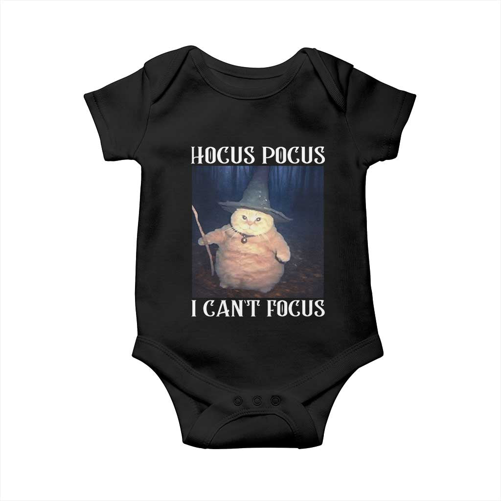 ADHD Cat Meme Baby Onesie Neurodivergent Wizard Cat I Cant Focus TS10 Black Print Your Wear