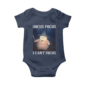 ADHD Cat Meme Baby Onesie Neurodivergent Wizard Cat I Cant Focus TS10 Navy Print Your Wear