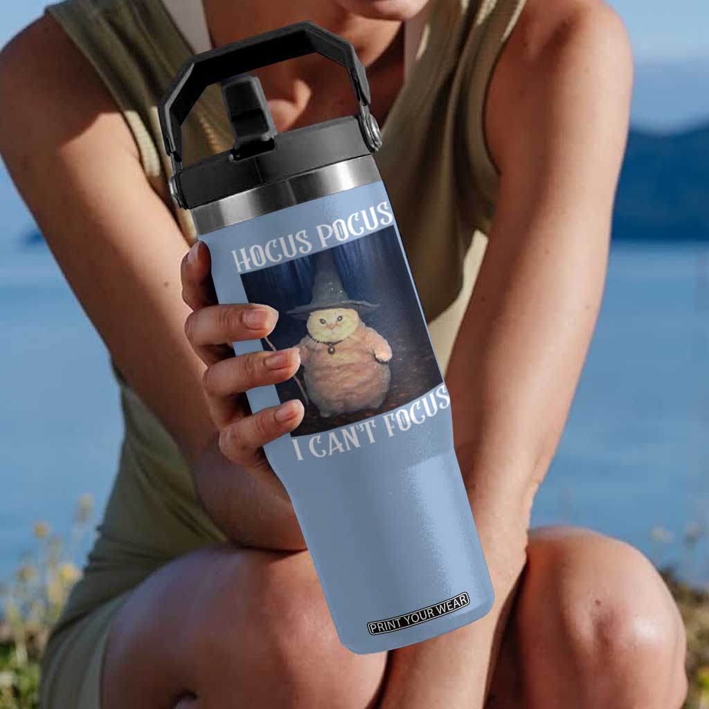 ADHD Cat Meme Flip Straw Tumbler Neurodivergent Wizard Cat I Cant Focus TS10 One Size: 30 oz Light Blue Print Your Wear