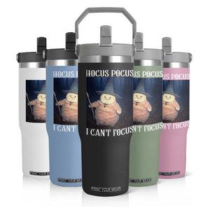 ADHD Cat Meme Flip Straw Tumbler Neurodivergent Wizard Cat I Cant Focus TS10 Print Your Wear