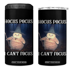 ADHD Cat Meme 4 in 1 Can Cooler Tumbler Neurodivergent Wizard Cat I Cant Focus TS10 One Size: 16 oz Black Print Your Wear