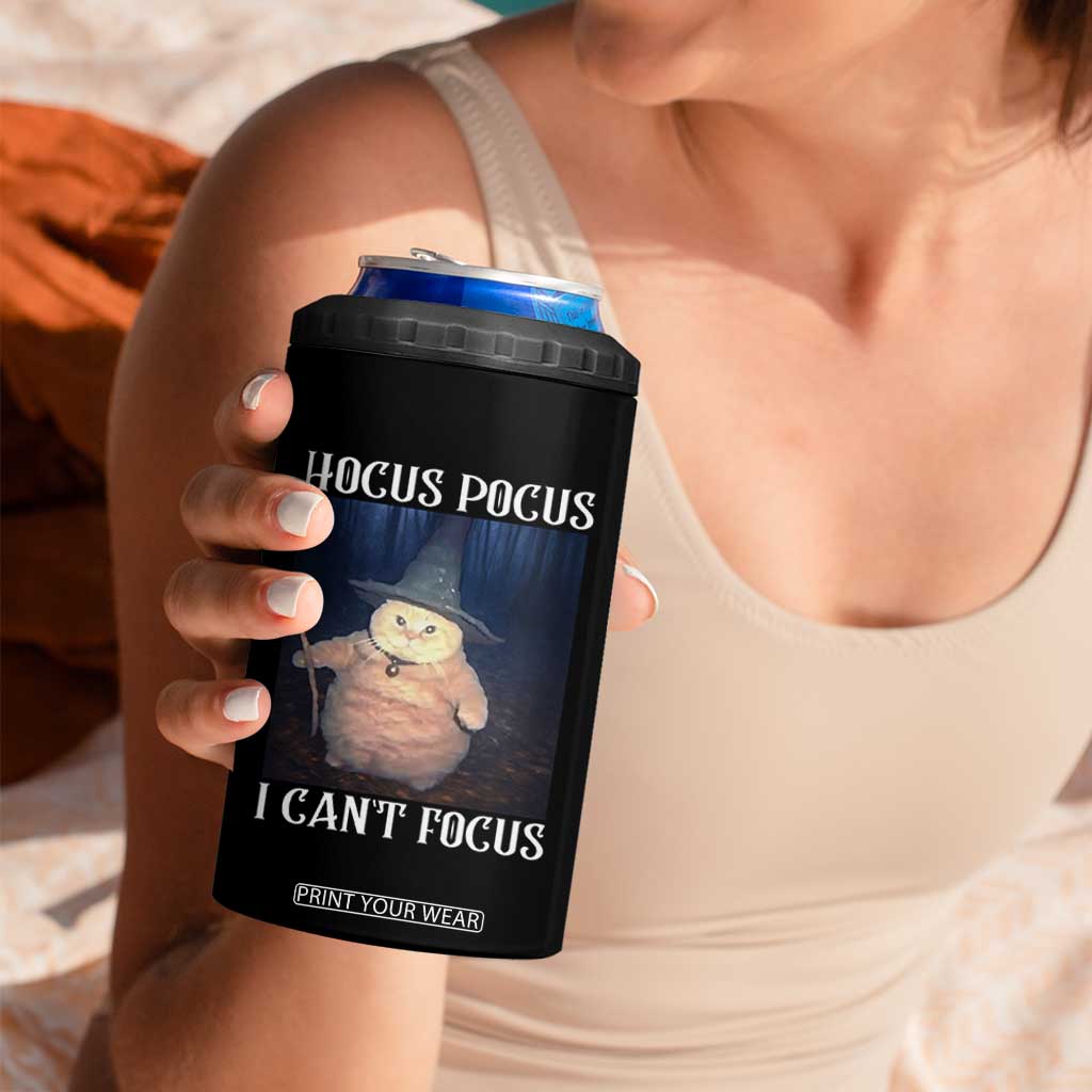 ADHD Cat Meme 4 in 1 Can Cooler Tumbler Neurodivergent Wizard Cat I Cant Focus TS10 Print Your Wear