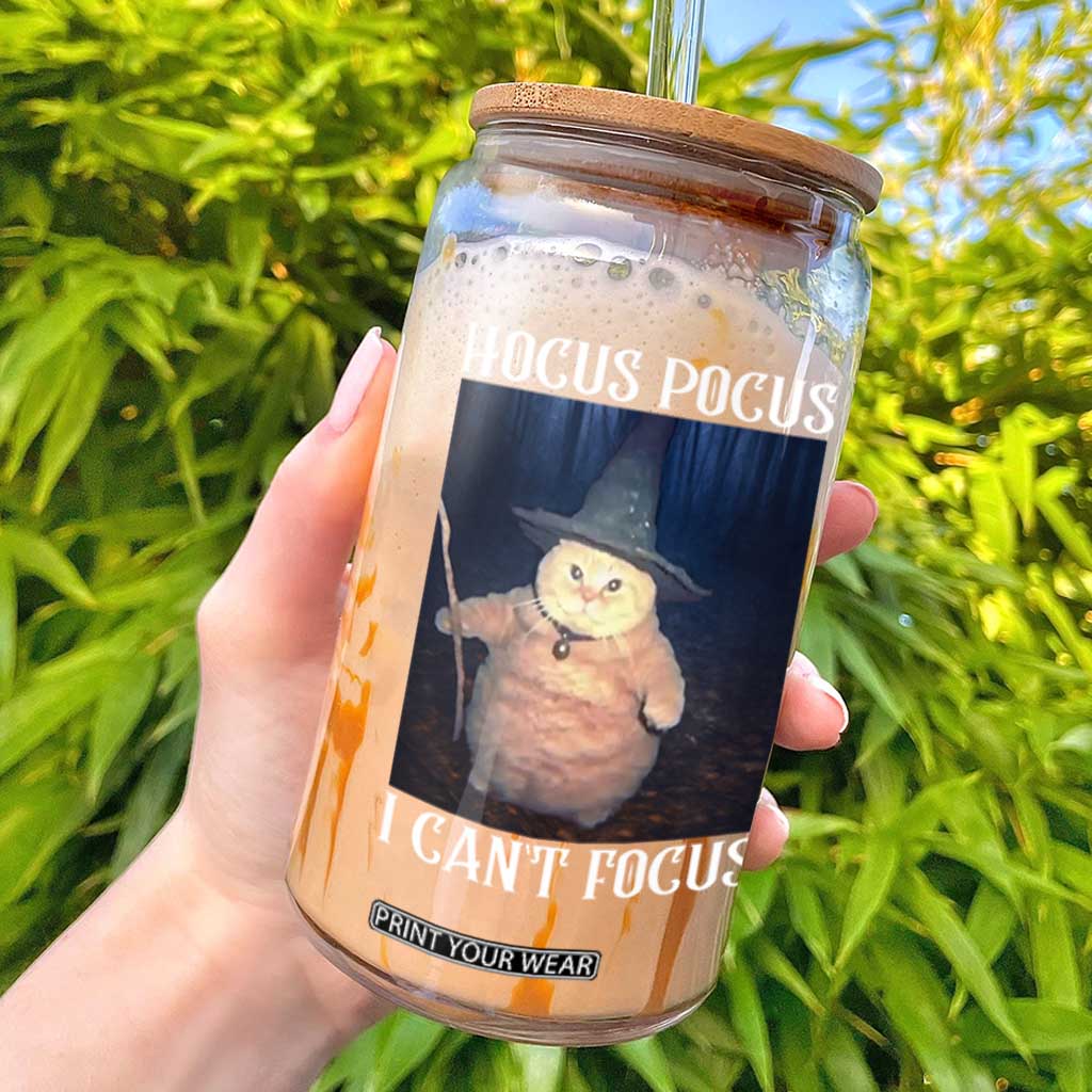 ADHD Cat Meme Glass Can Neurodivergent Wizard Cat I Cant Focus TS10 Black Print Your Wear