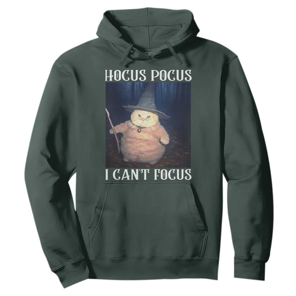 ADHD Cat Meme Hoodie Neurodivergent Wizard Cat I Cant Focus TS10 Dark Forest Green Print Your Wear