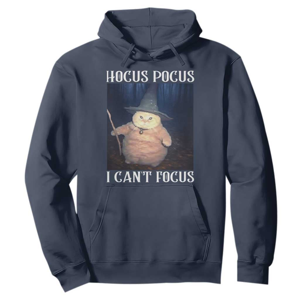 ADHD Cat Meme Hoodie Neurodivergent Wizard Cat I Cant Focus TS10 Navy Print Your Wear