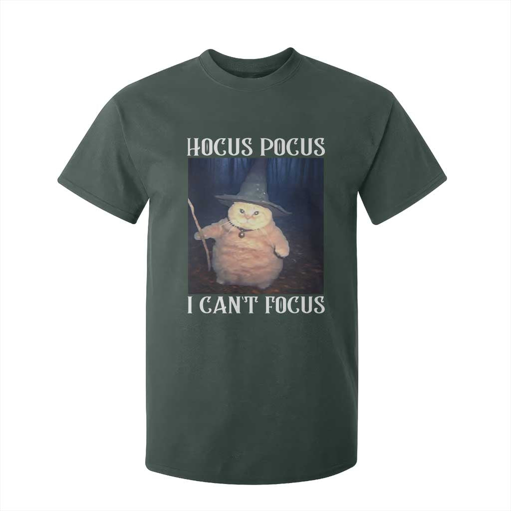 ADHD Cat Meme T Shirt For Kid Neurodivergent Wizard Cat I Cant Focus TS10 Dark Forest Green Print Your Wear