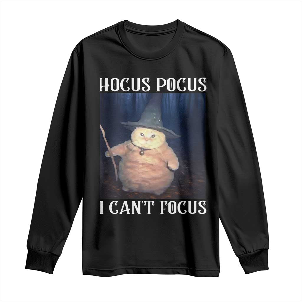 ADHD Cat Meme Long Sleeve Shirt Neurodivergent Wizard Cat I Cant Focus TS10 Black Print Your Wear