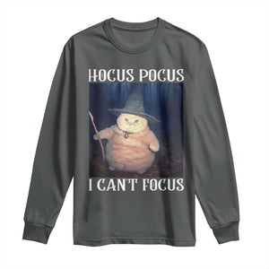 ADHD Cat Meme Long Sleeve Shirt Neurodivergent Wizard Cat I Cant Focus TS10 Dark Heather Print Your Wear